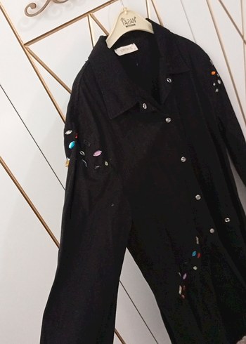 Nakış Detaylı Siyah Uzun Kollu Kadın Gömlek - Görsel 3