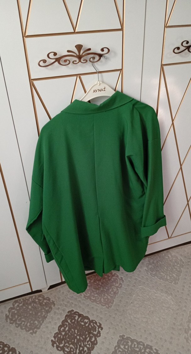 Düğmeli Yeşil Kadın Blazer Ceket - Görsel 4