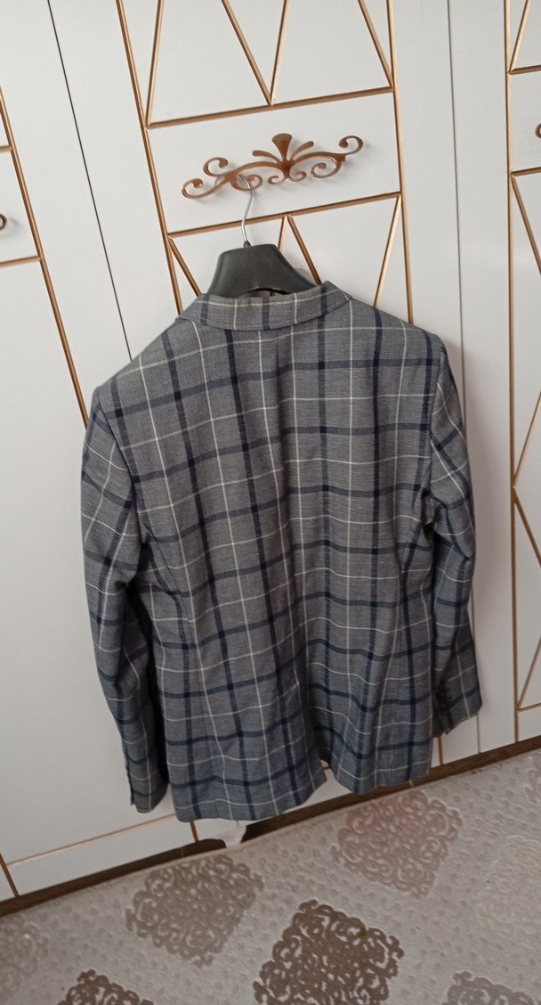 Gri Ekose Desenli Erkek Ceket - Görsel 2