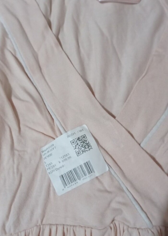 Pudra rengi V Yaka Kısa Kollu Hamile Bluzu - Görsel 3