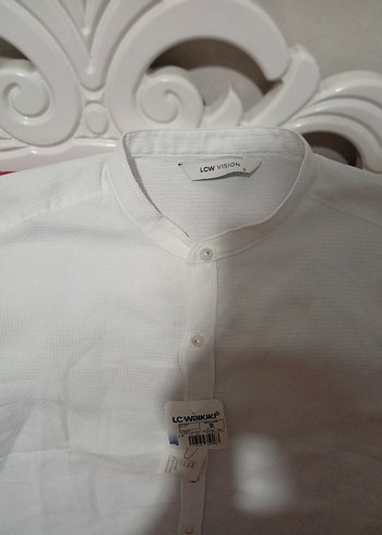 Düğmeli Beyaz Erkek Uzun Kollu Gömlek - Görsel 2