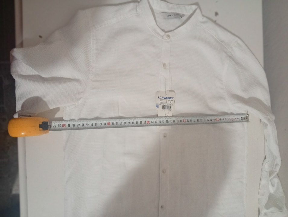 Düğmeli Beyaz Erkek Uzun Kollu Gömlek - Görsel 3