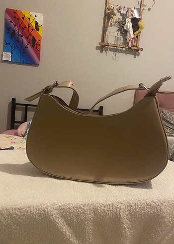 Gri Bej Deri Kadın Omuz Çantası - Görsel 2