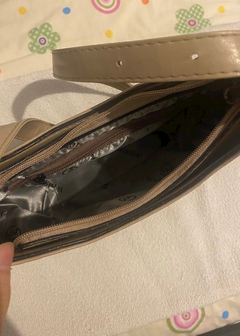 Gri Bej Deri Kadın Omuz Çantası - Görsel 3