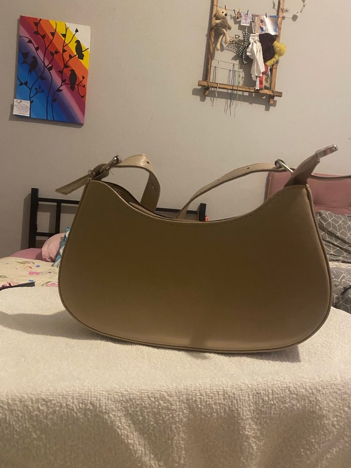 Gri Bej Deri Kadın Omuz Çantası - Görsel 2