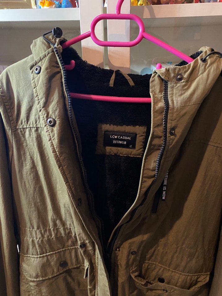 Düğmeli ve Fermuarlı Haki Kadın Ceket - Görsel 3