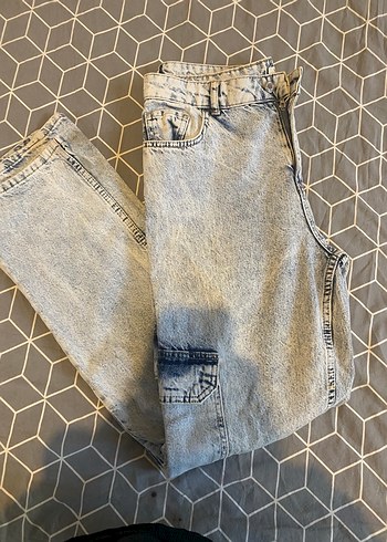 Gri Bol Kesim Midi Kadın Kot Pantolon - Görsel 3