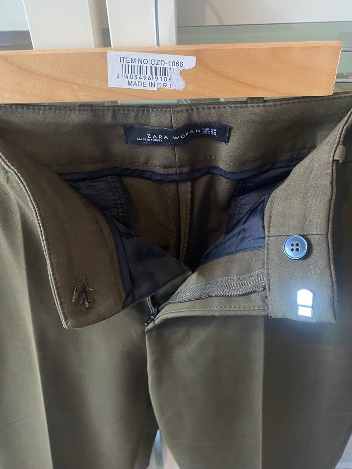 Kadın Koyu Haki Kumaş Pantolon - Görsel 2