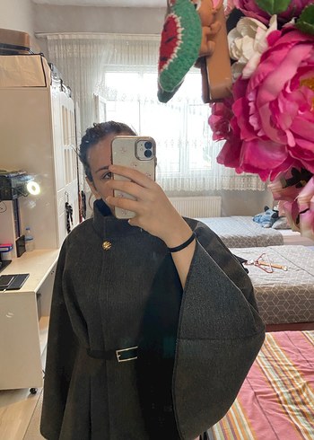 Düğmeli Gri Midi pantolon - Görsel 3