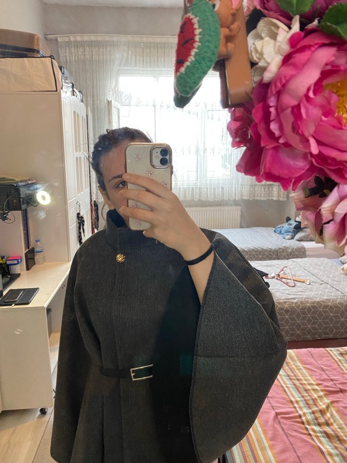 Düğmeli Gri Midi pantolon - Görsel 3