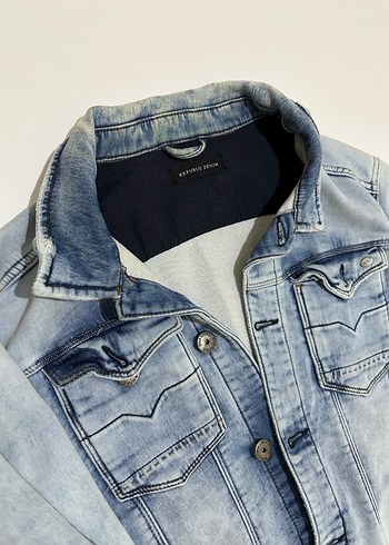 Düğmeli Mavi Denim Ceket - Görsel 2