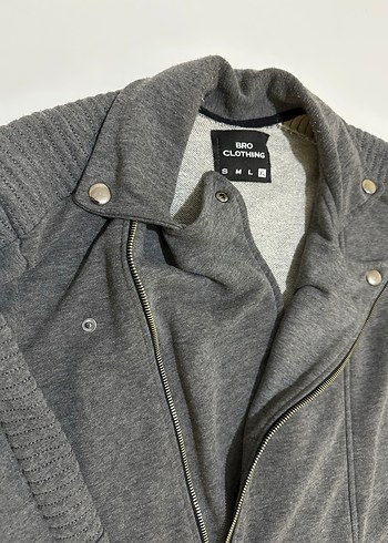 Gri Fermuarlı Biker Erkek Ceket - Görsel 2