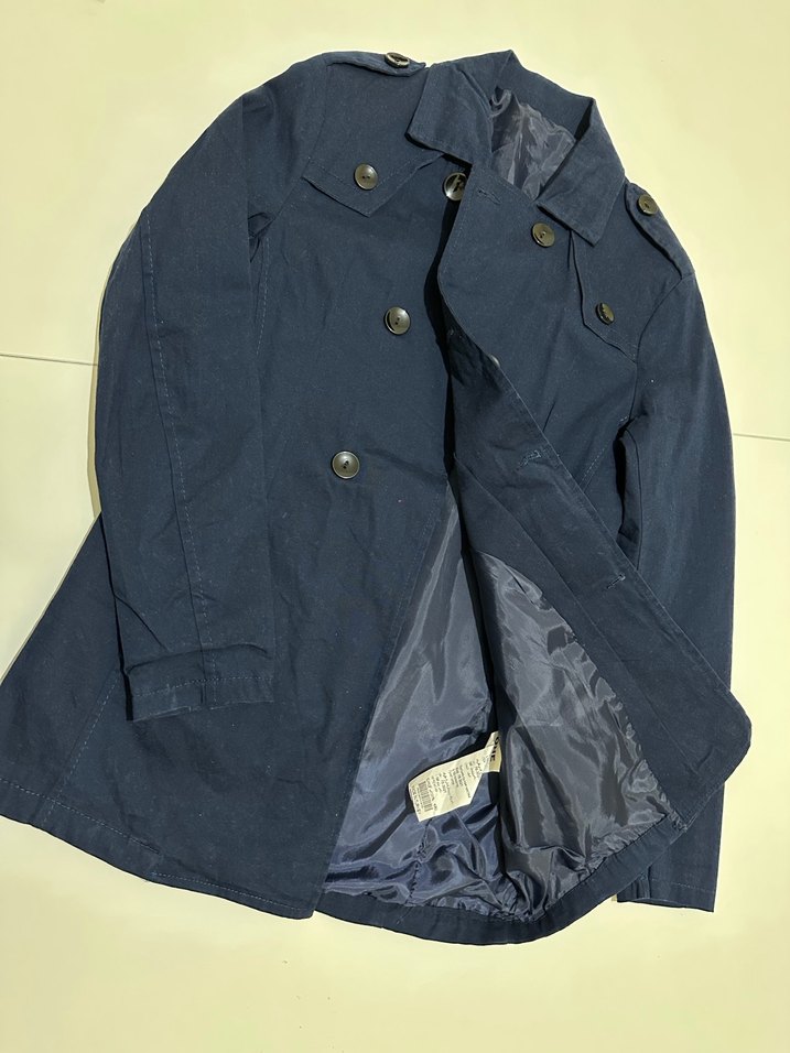 Düğmeli Lacivert Midi Trençkot - Görsel 3