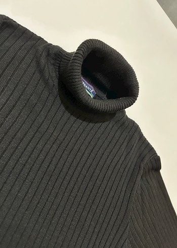 Siyah unisex Boğazlı Triko Kazak - Görsel 2