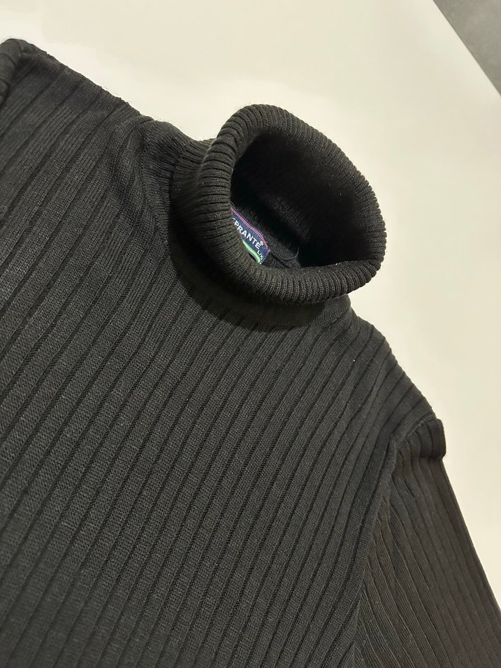 Siyah unisex Boğazlı Triko Kazak - Görsel 2