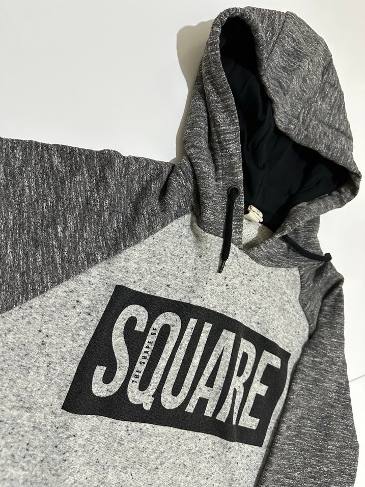 Gri Kapüşonlu Erkek Sweatshirt SQUARE Baskılı - Görsel 2