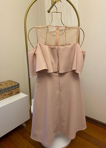 ADL MARKA Dantel Detaylı Bej Midi Abiye Elbise - Görsel 6