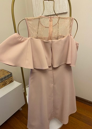 ADL MARKA Dantel Detaylı Bej Midi Abiye Elbise - Görsel 7