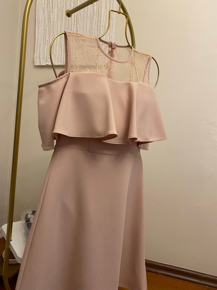 ADL MARKA Dantel Detaylı Bej Midi Abiye Elbise - Görsel 3