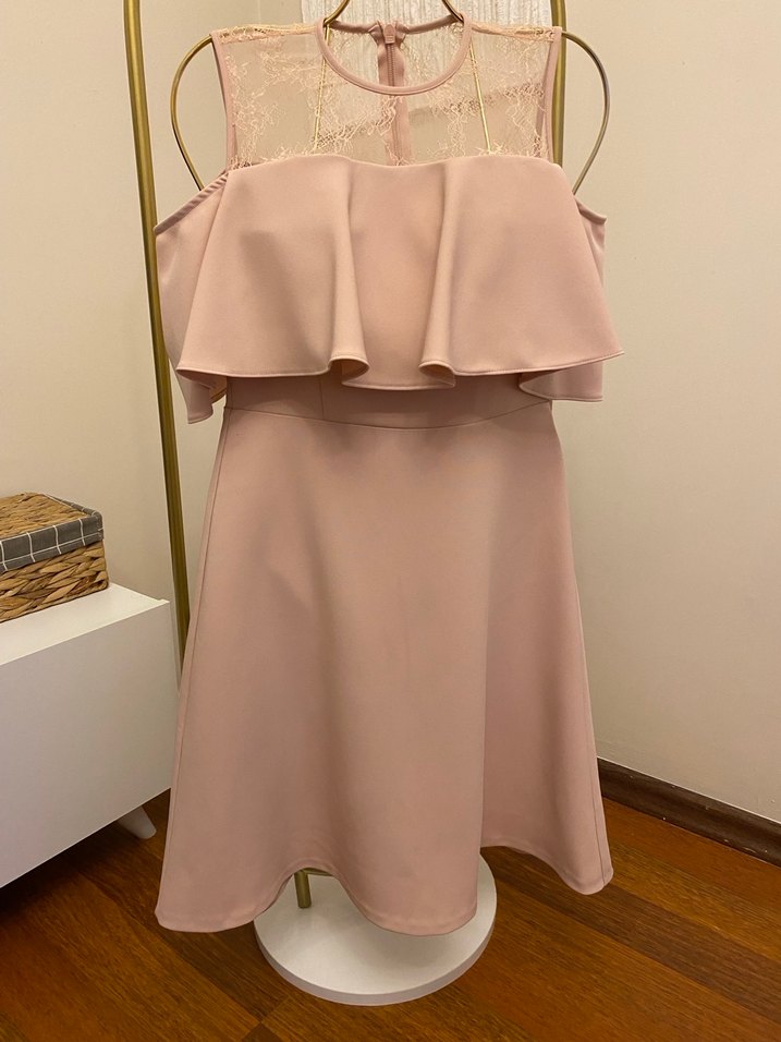 ADL MARKA Dantel Detaylı Bej Midi Abiye Elbise - Görsel 5