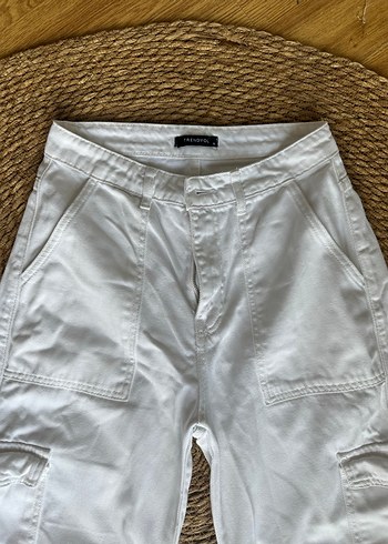 Beyaz kargo jean Pantolon - Görsel 2
