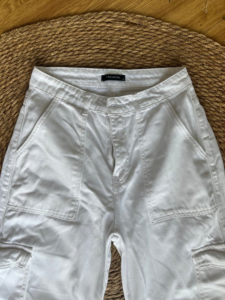 Beyaz kargo jean Pantolon - Görsel 2