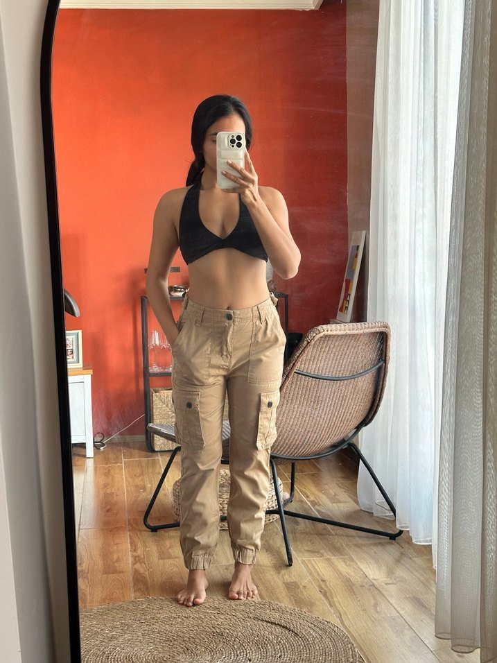 Camel Rengi Kadın kargoPantolon - Görsel 2