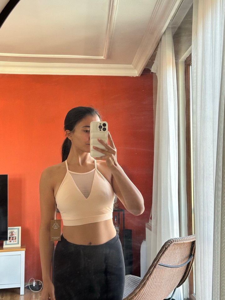 Krem rengi Mini Spor Sütyeni - Görsel 4