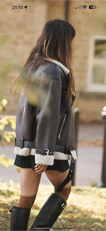 Zara Suni kürk biker ceket
