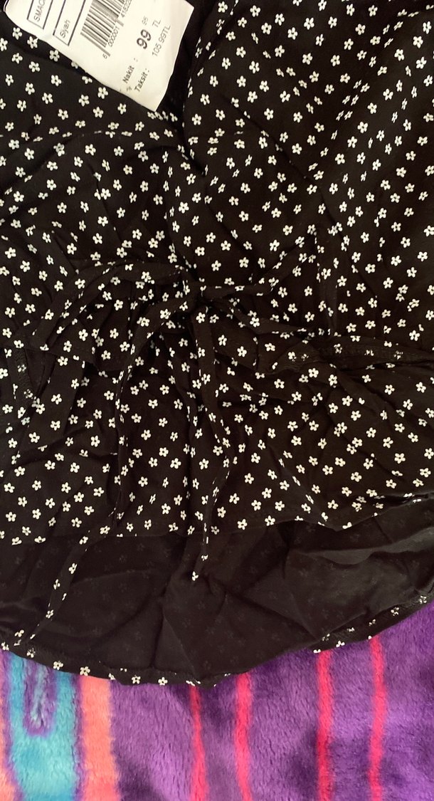 Düğmeli Puantiyeli Mini Kadın Bluz - Görsel 3