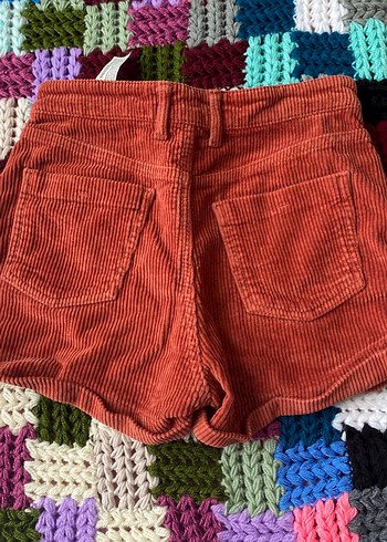 Kadın Turuncu Kısa Örme Şort - Görsel 3