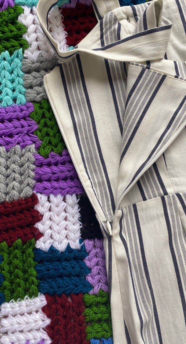 Düğmeli Çizgili Bohem Kadın Tulum - Görsel 4