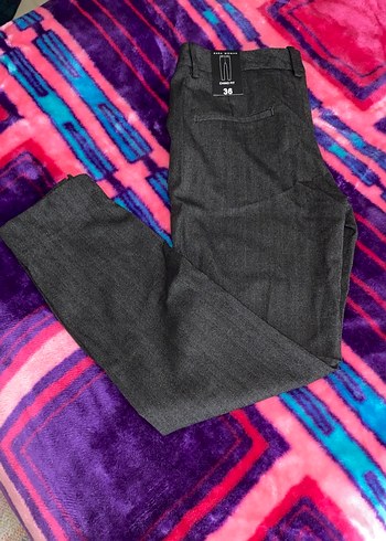 Gri Düğmeli Kadın Kumaş Pantolon - Görsel 2