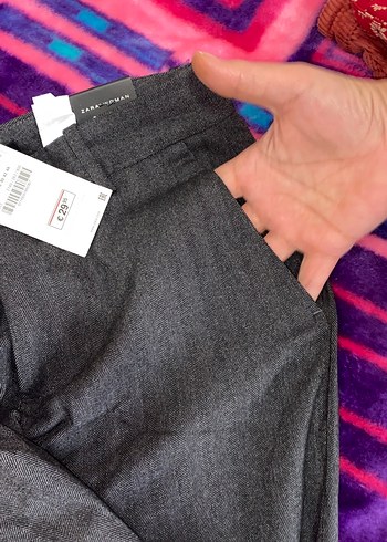 Gri Düğmeli Kadın Kumaş Pantolon - Görsel 3