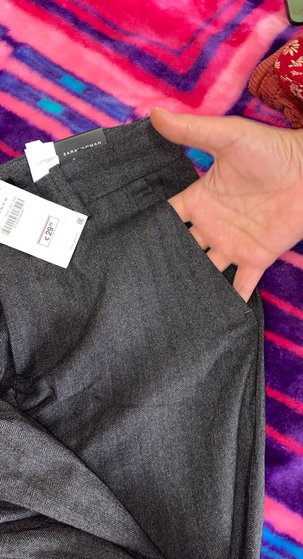 Gri Düğmeli Kadın Kumaş Pantolon - Görsel 3