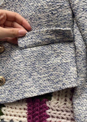 Kadın Gri Örgü Kısa Bohem Ceket - Görsel 2