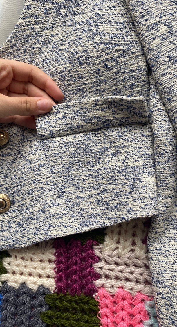 Kadın Gri Örgü Kısa Bohem Ceket - Görsel 2