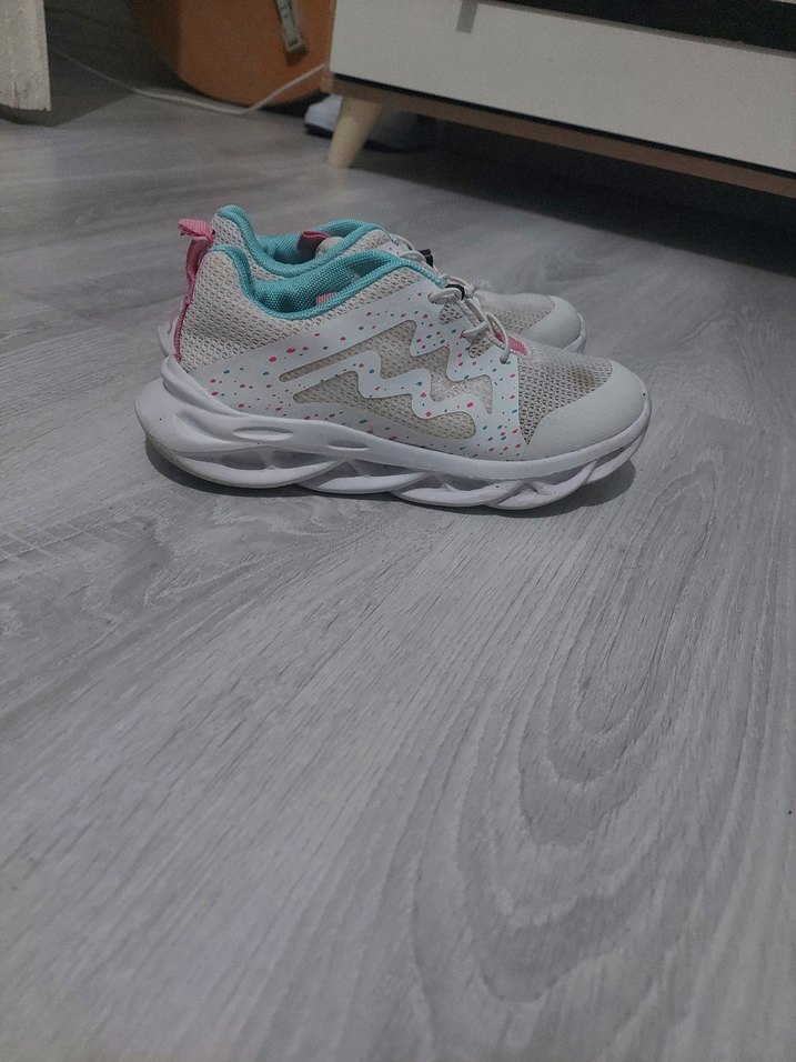 Beyaz Kız Çocuk Spor Ayakkabı Yılan Desenli - Görsel 3