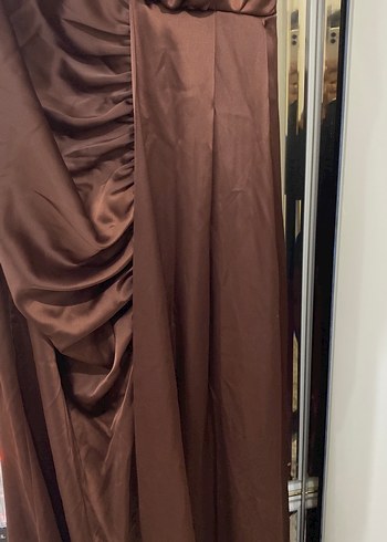 Kahverengi Drapeli Uzun Abiye Elbise - Görsel 3