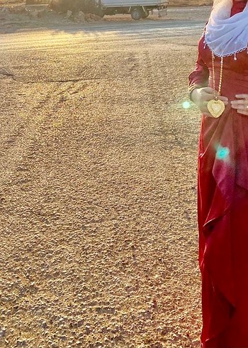 Bordo Drapeli Uzun Abiye Elbise - Görsel 3