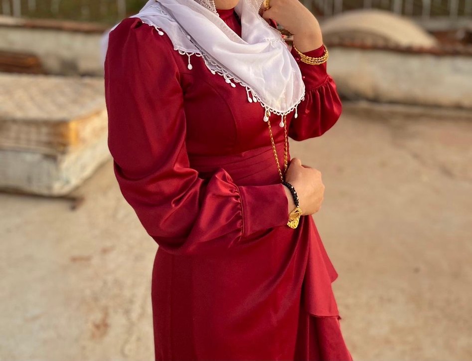 Bordo Drapeli Uzun Abiye Elbise - Görsel 2