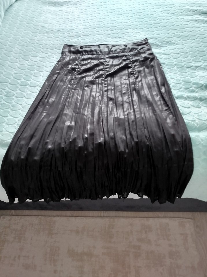 Kadın Kahverengi Pilili Uzun Etek - Görsel 2