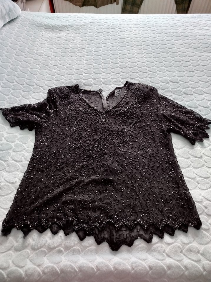 Dantel İşlemeli Siyah Mini Bluz - Görsel 3