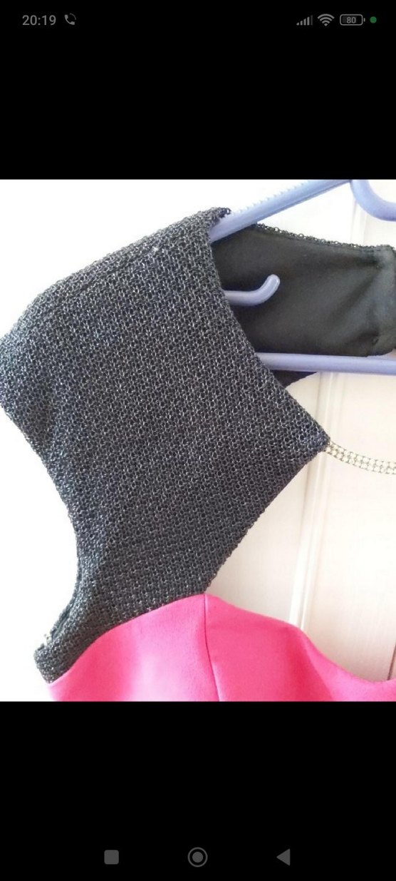 Pembe Siyah Drapeli Midi Abiye Elbise - Görsel 3