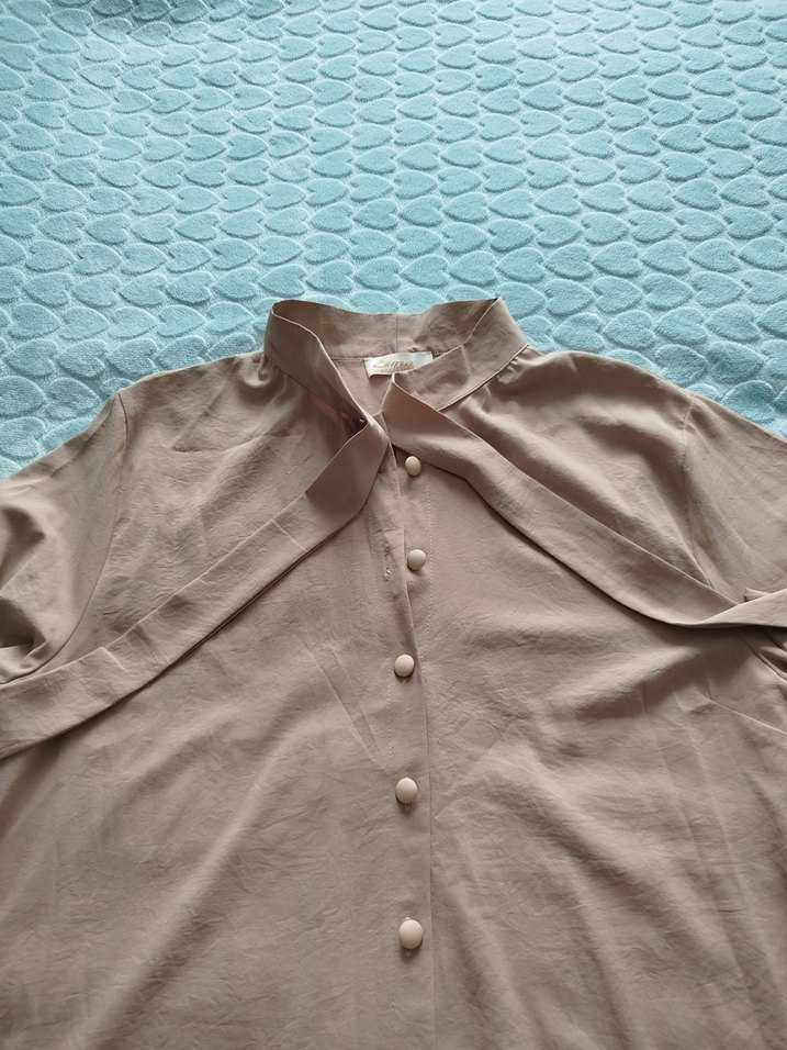 Bej Uzun Kollu kadin tunik - Görsel 2