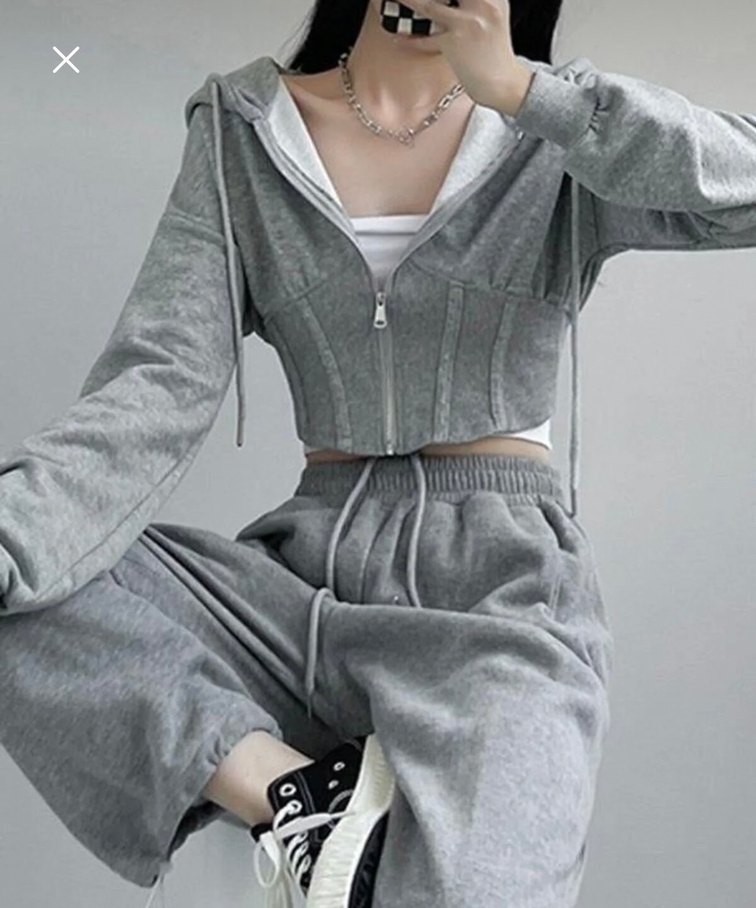 Gri Fermuarlı Kapüşonlu Kadın Sweatshirt - Görsel 3