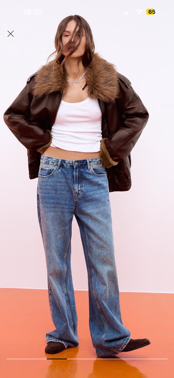 Kahverengi Deri Kadın Mont Kürklü Yaka - Görsel 5