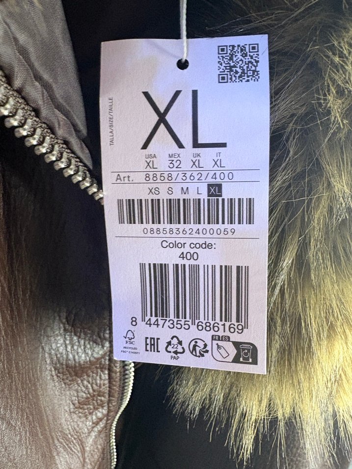 Kahverengi Deri Kadın Mont Kürklü Yaka - Görsel 4