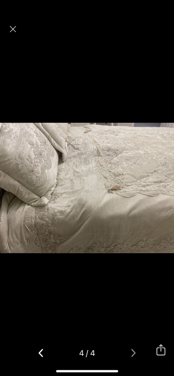 Nakışlı Krem Yatak Örtüsü Seti - Görsel 4