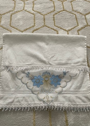 Nakışlı Bohem Beyaz Havlu - Görsel 2